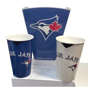 Toronto Blue Jays Popcorn Bucket & 2 Tumblers Set Jersey MLB Blue White